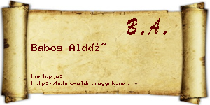 Babos Aldó névjegykártya